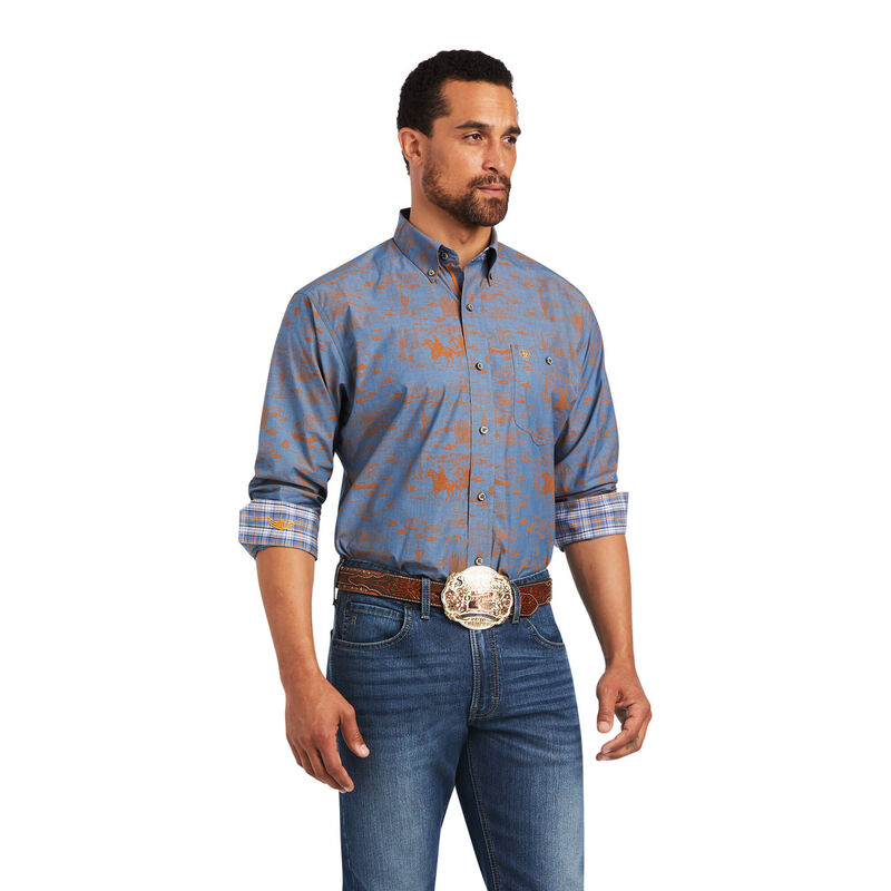Ariat Hemden Herren - Relentless Cordage Stretch Classic Fit Blau/Braun ( XIAWV-7395 )